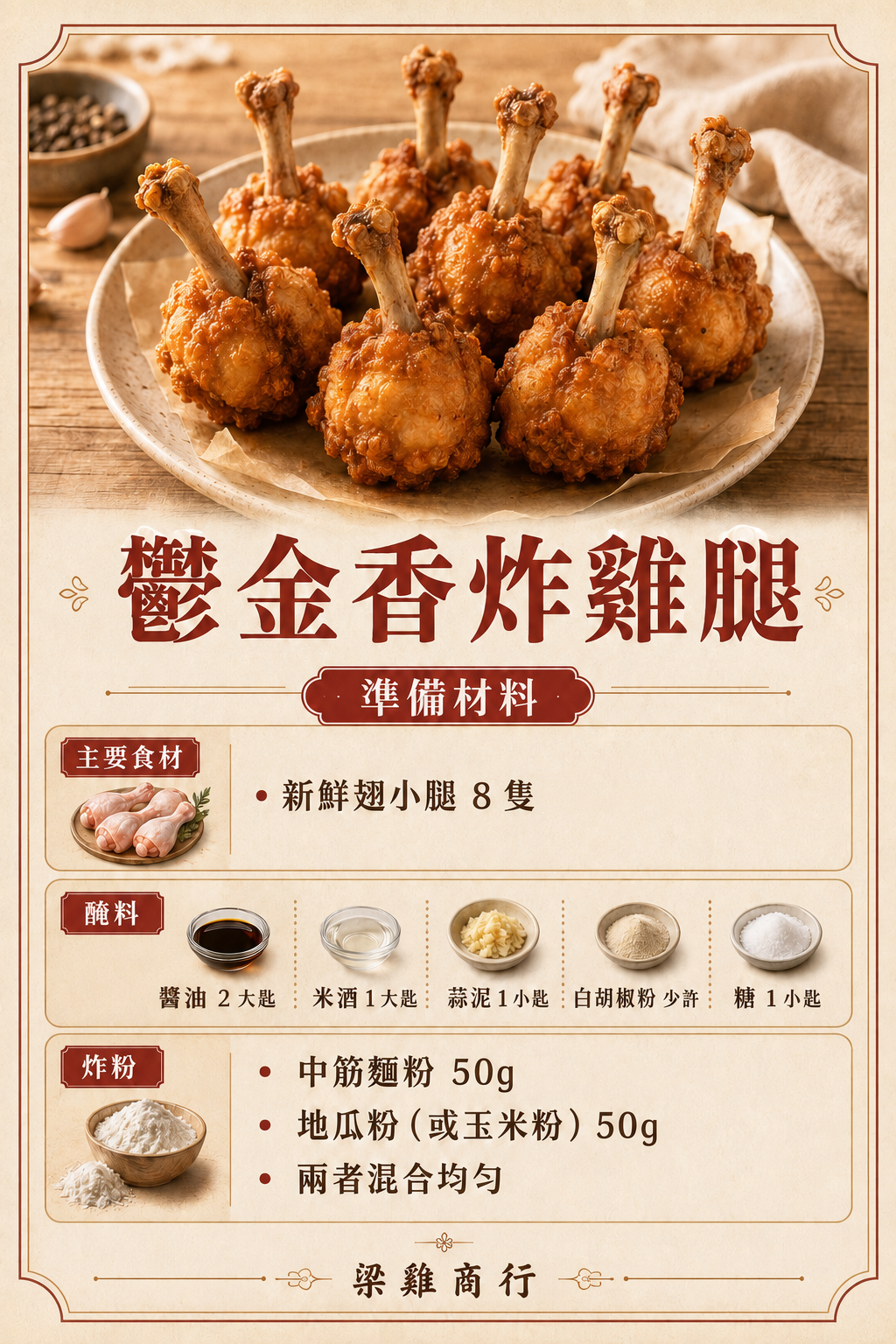 鬱金香雞腿準備材料圖